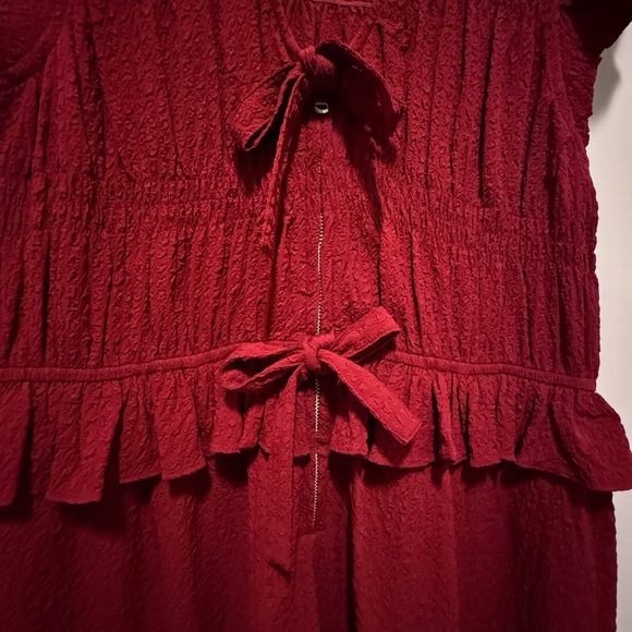 Sea Regina Seersucker Flutter Sleeve Red Dress - Picture 2 of 4